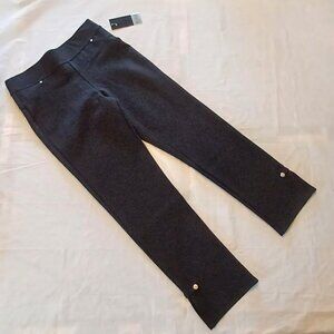 NWT S Black Slim Factor by Investments High Rise Side Split Hem Ankle Legging